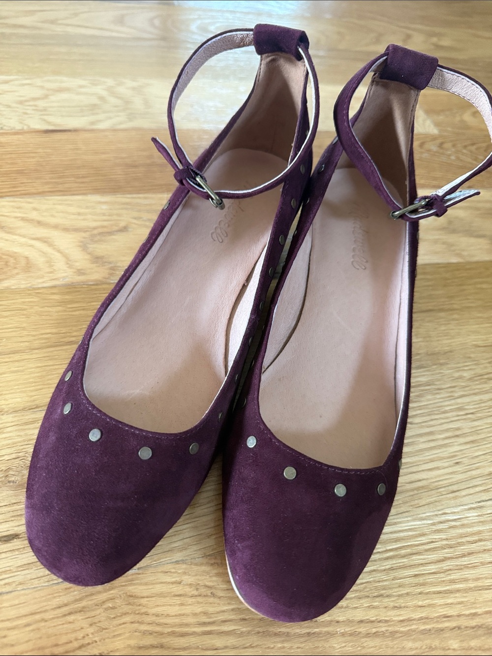 Madewell Inez Women's Suede Ankle-Strap Pumps in Plum/Burgandy
